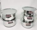 Vinod Cookware Stainless Steel Multipurpose Tope With Lid 5 Pcs Set